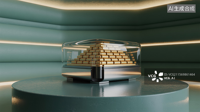 【AI数字艺术】金字塔形状的金色物体展示图片素材