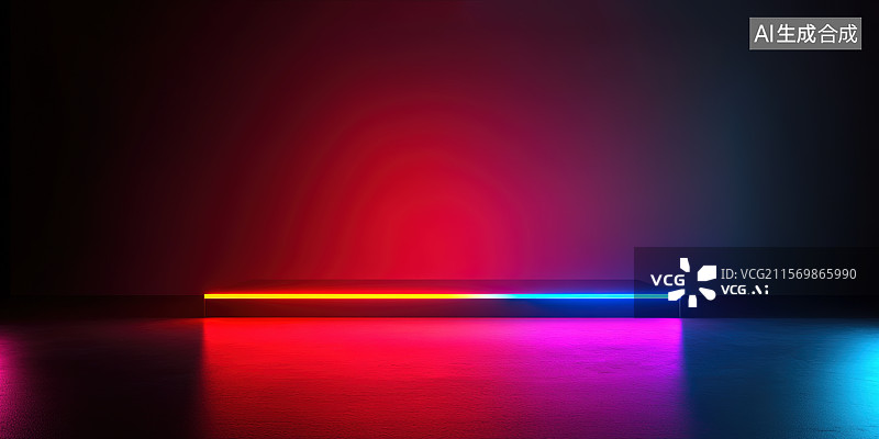 【AI数字艺术】未来主义暗色霓虹舞台背景图片素材