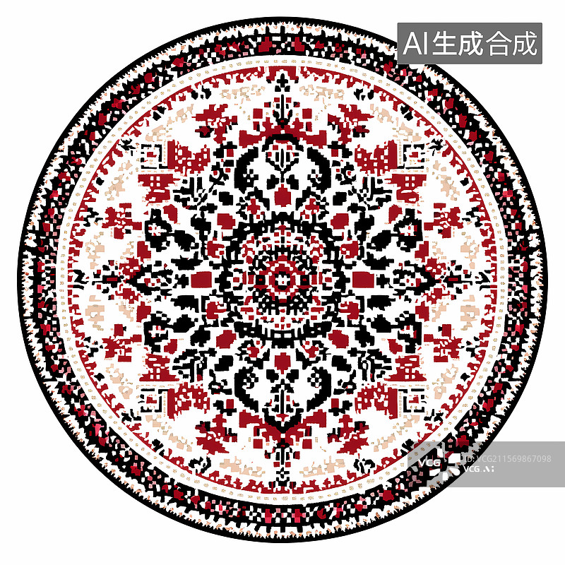 【AI数字艺术】红色民族风圆形图腾图片素材