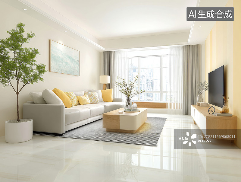 【AI数字艺术】现代简约客厅设计图片素材
