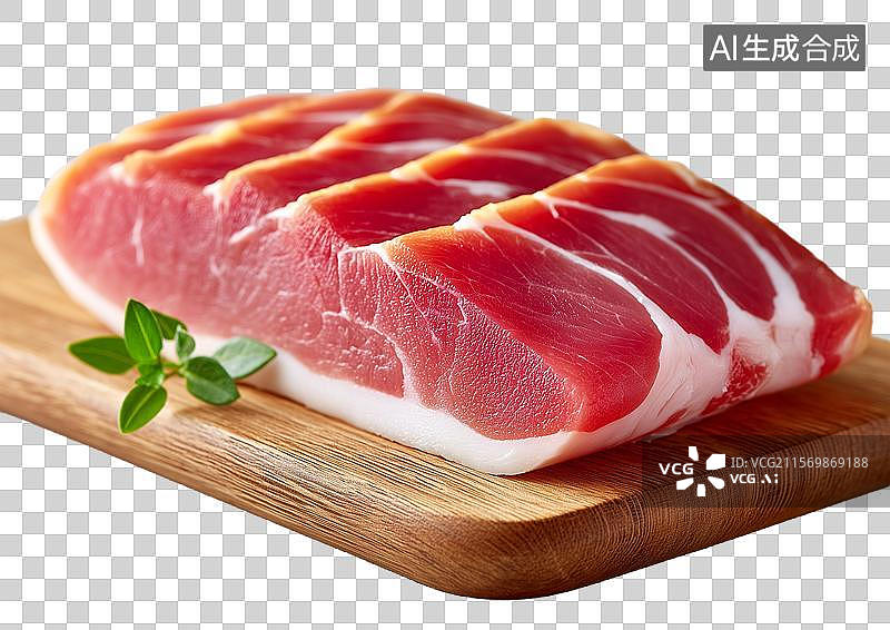 【AI数字艺术】【免抠png素材】砧板上放着一块美味的火腿腊肉图片素材