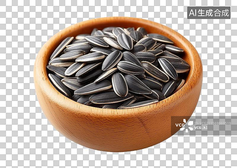 【AI数字艺术】【免抠png素材】木碗里盛放着葵花瓜子图片素材