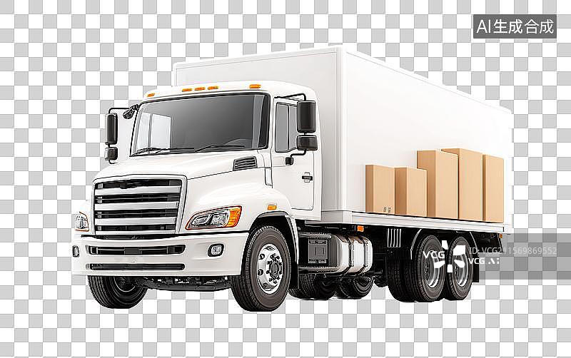 【AI数字艺术】【免抠png素材】一辆白色的大货车图片素材
