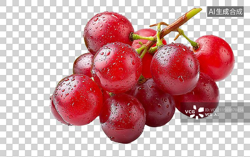 【AI数字艺术】【免抠png素材】一串新鲜的红葡萄图片素材