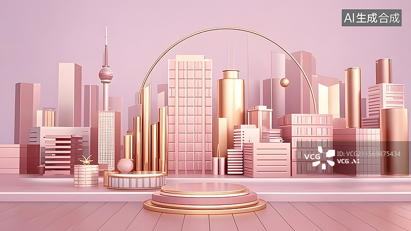 【AI数字艺术】电商促销购物广告3D风格城市背景图片素材