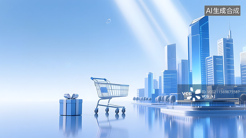 【AI数字艺术】电商促销购物广告3D风格城市背景图片素材