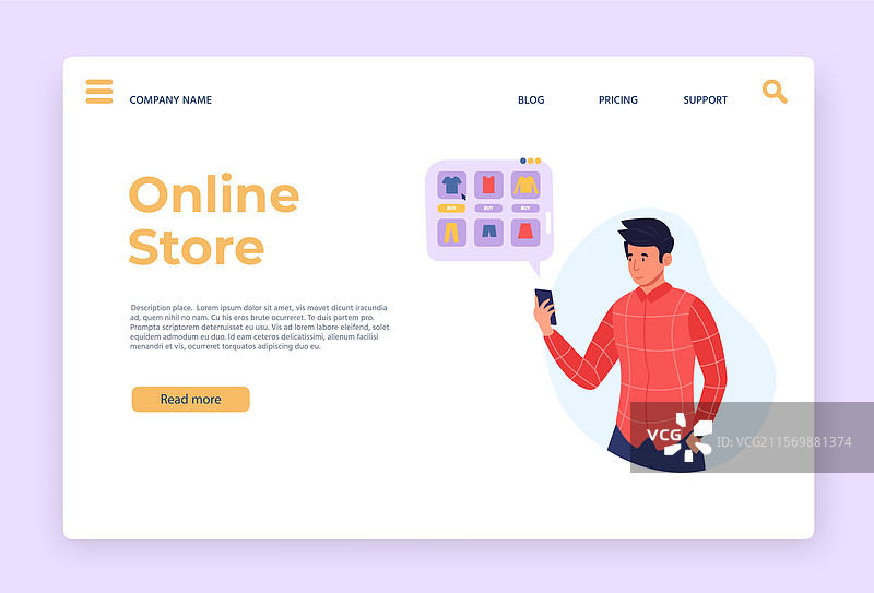 在线购物着陆页网站设计图片素材