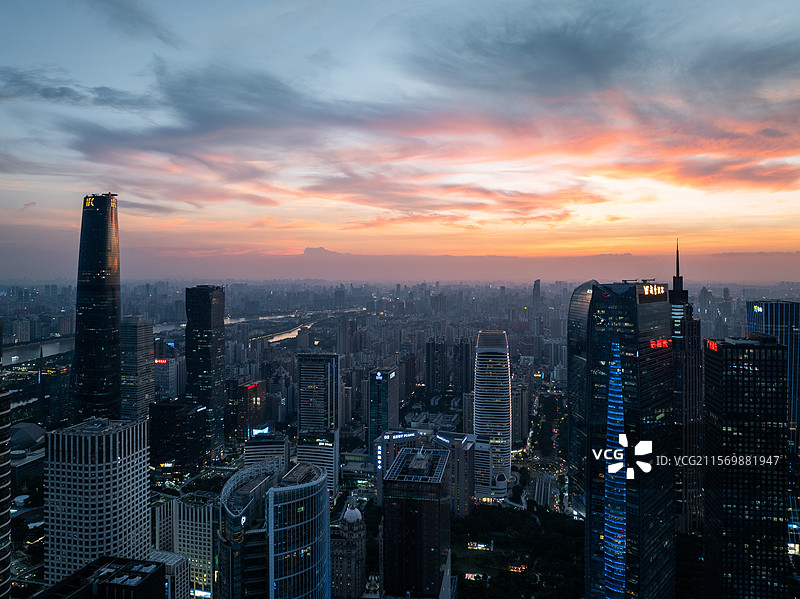 广州城市CBD中心珠江新城夜景图片素材