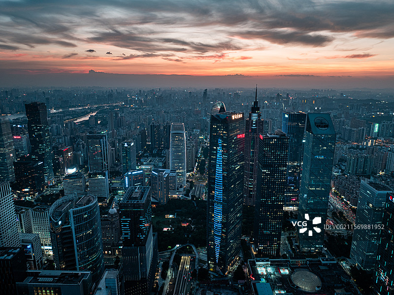 广州城市CBD中心珠江新城夜景图片素材