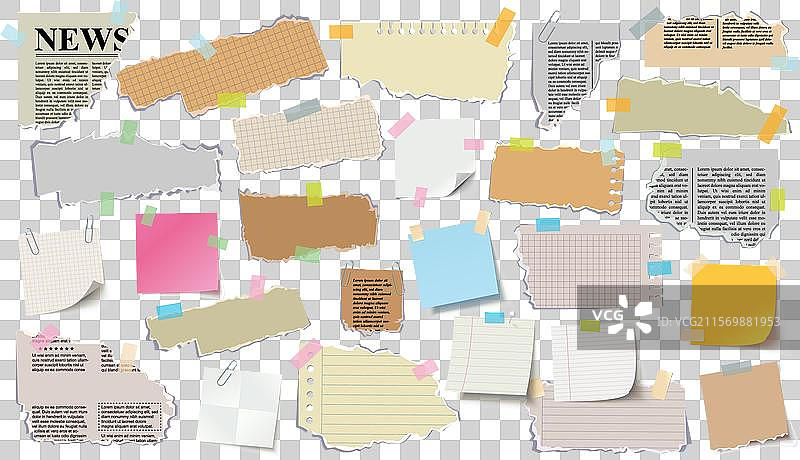 不同颜色的便签纸集合图片素材