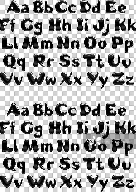 黑色光泽字母大写和小写字母图片素材