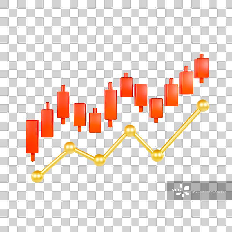 3D红色立体股票数据图上升金融理财元素图片素材