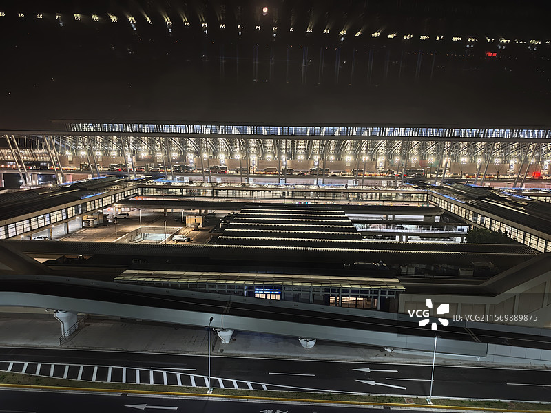 浦东机场夜景图片素材