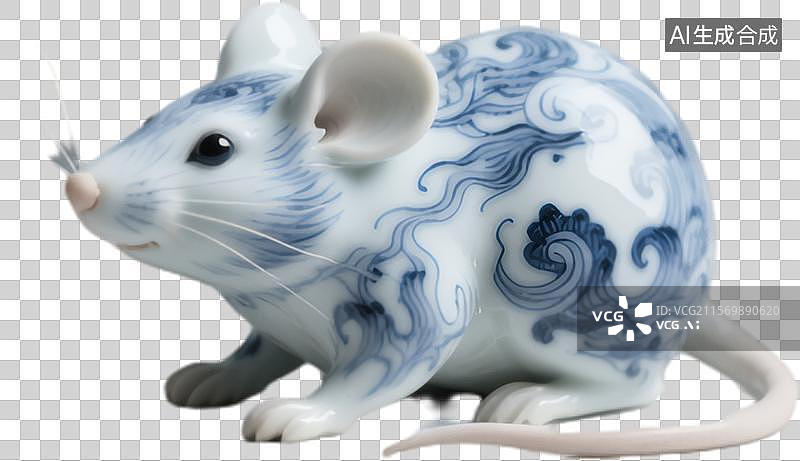 【AI数字艺术】青花瓷十二生肖免扣素材鼠图片素材