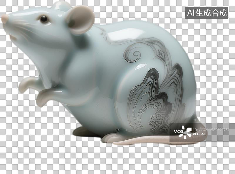【AI数字艺术】非遗传统汝窑十二生肖鼠图片素材