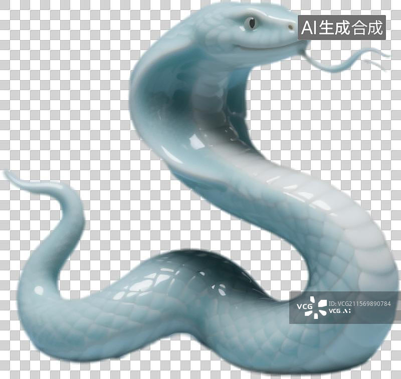 【AI数字艺术】非遗传统汝窑十二生肖蛇图片素材