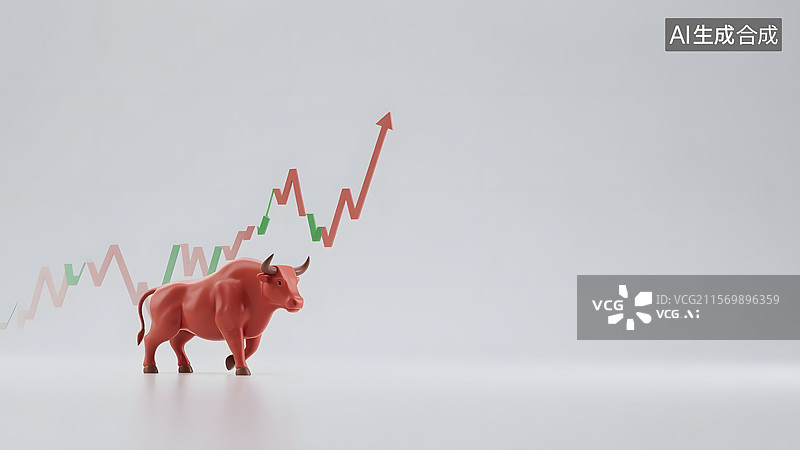【AI数字艺术】创意金融银行股票牛市上涨立体概念图形图片素材