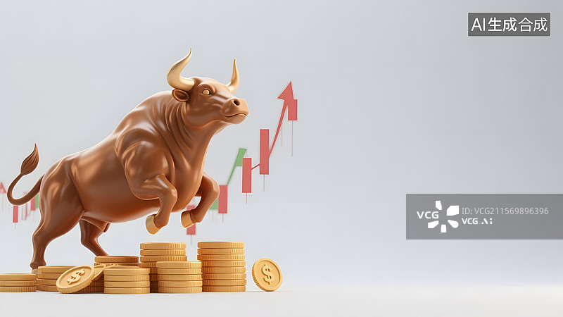 【AI数字艺术】创意金融银行股票牛市上涨立体概念图形图片素材