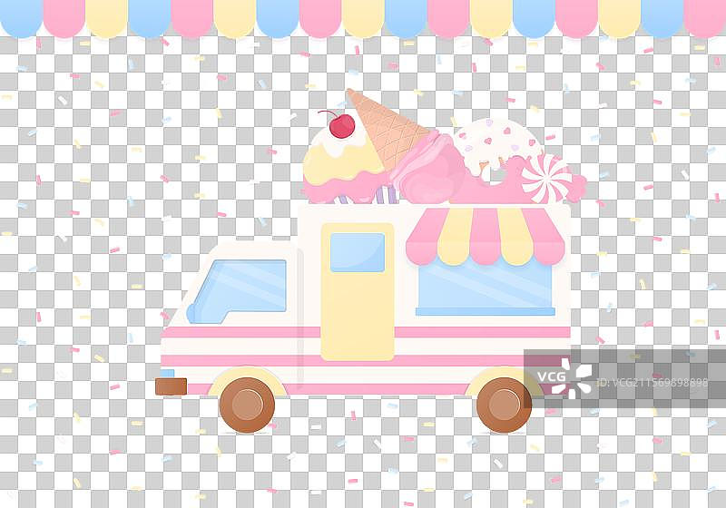 bakery food truck and pastel sugar sprinkles图片素材