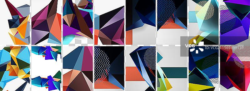 set of low poly triangles poster geometric图片素材