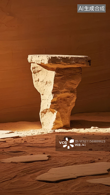 【AI数字艺术】沙漠中的风蚀岩石图片素材