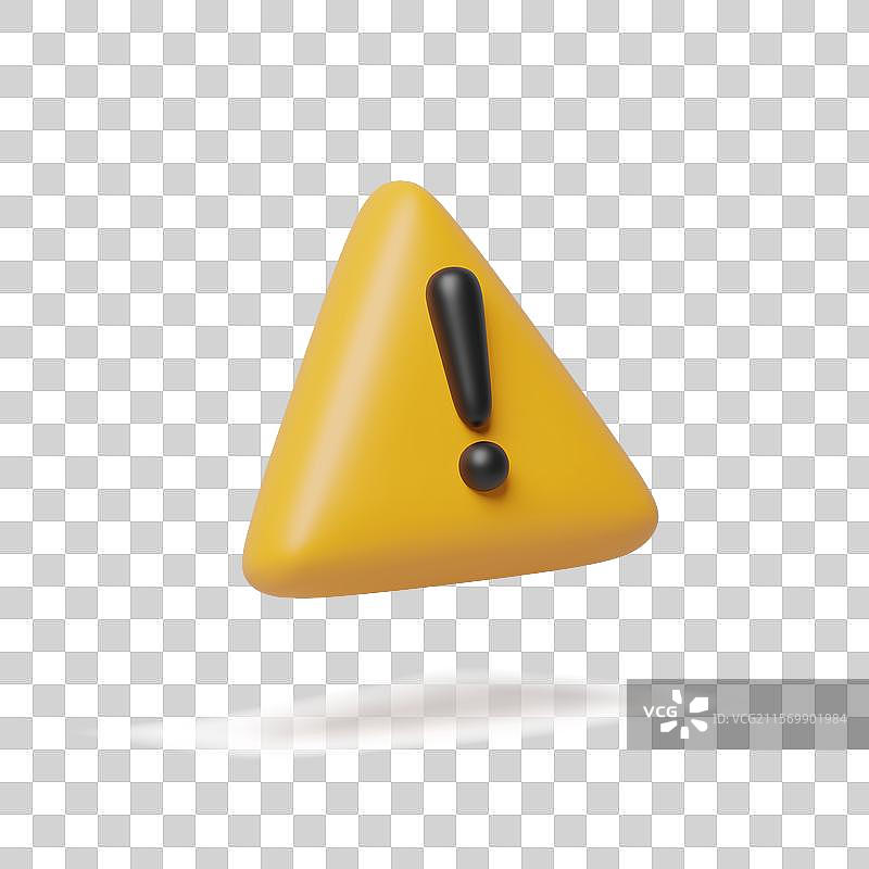 带有3D渲染的黄色警告标志的横幅图片素材