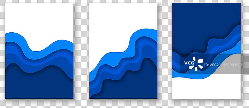 蓝色水波剪纸横幅，海洋与大海图片素材