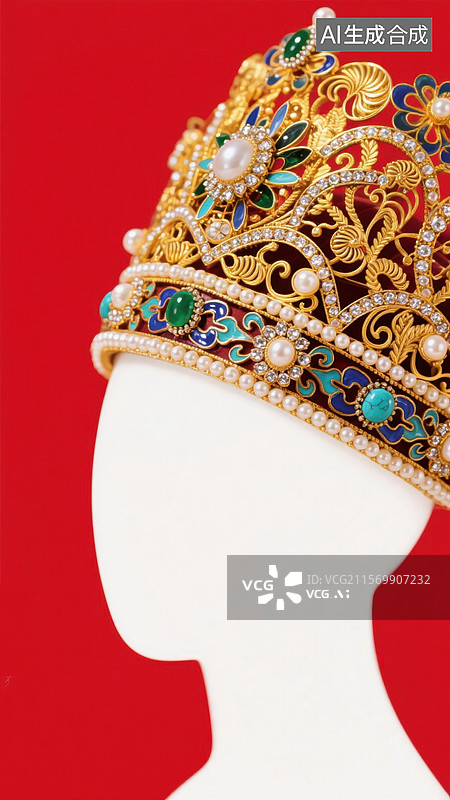 【AI数字艺术】中国风珠宝头饰图片素材