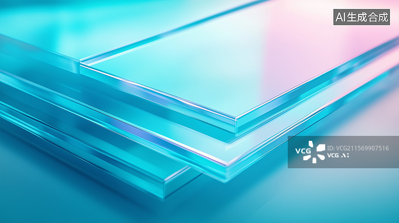 【AI数字艺术】抽象宏观视角下的未来感透明玻璃叠影图片素材