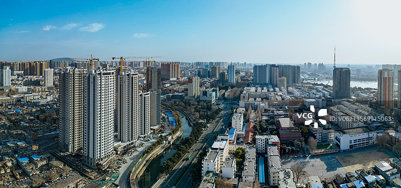 南阳市 卧龙区 孔明大道 南阳府衙 航拍图片素材