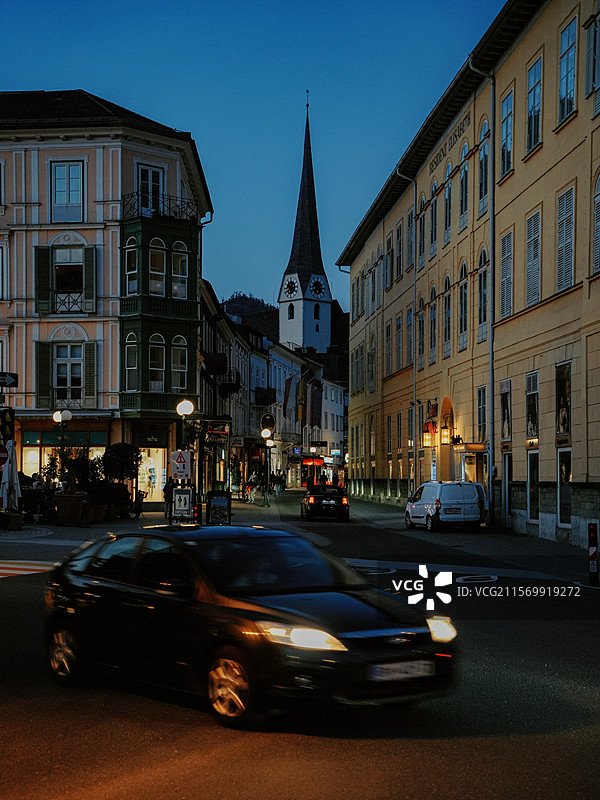 夜幕中的欧洲小镇，巴德伊舍图片素材