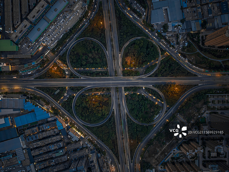 西安石桥立交夜景航拍图片素材