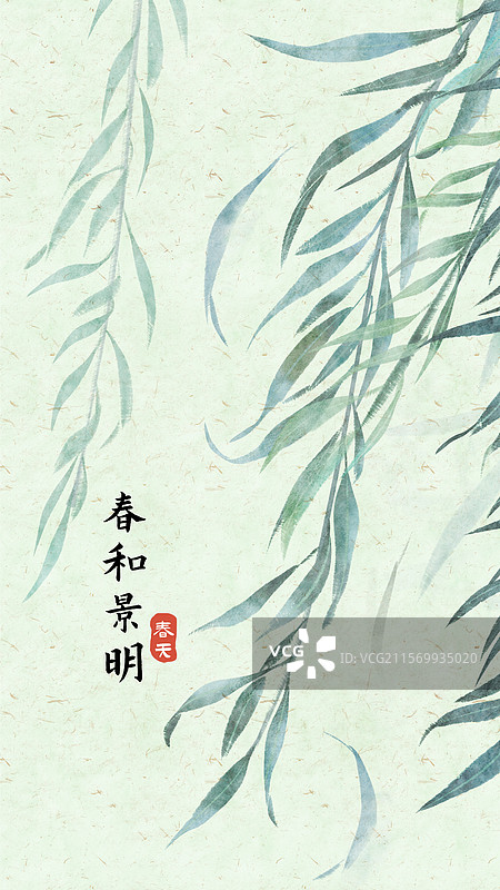 春天柳树柳叶手机壁纸图片素材