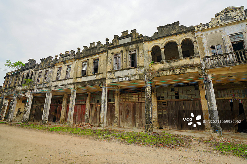 广东省江门市台山市，圆山圩，骑楼街道，狂飙莽村取景地！图片素材