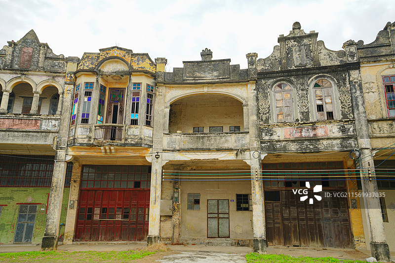 广东省江门市台山市，圆山圩，骑楼街道，狂飙莽村取景地！图片素材