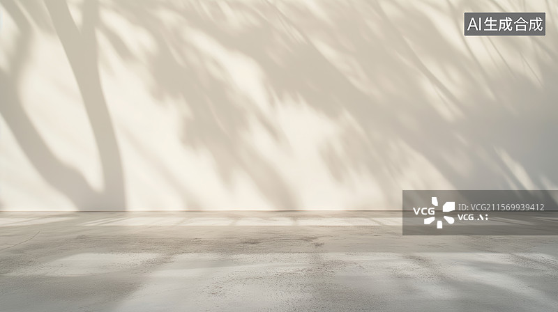 【AI数字艺术】树影婆娑下的空房间图片素材