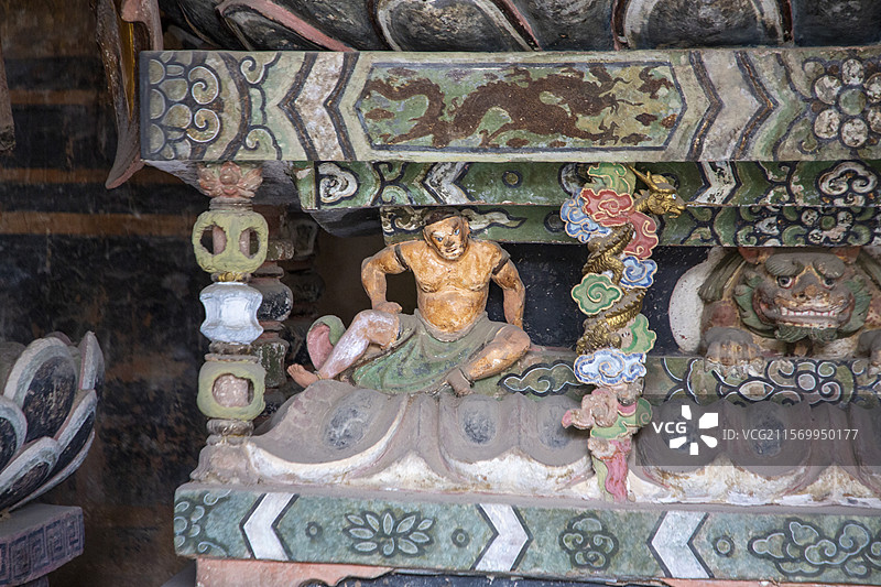 250505泽州县青莲寺（国保）明建砖砌舍利塔和唐建慧峰大师石塔+2经幢+6尊唐代5尊宋代彩塑图片素材
