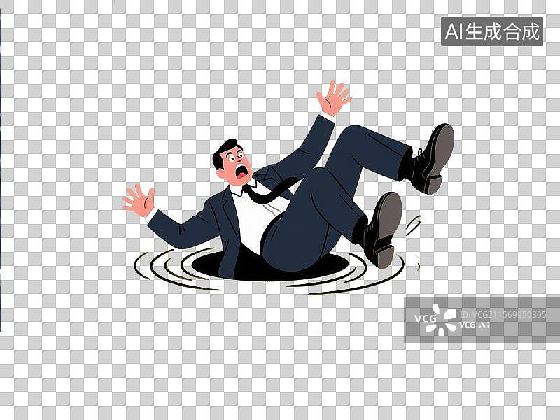 【AI数字艺术】跌倒陷入陷阱的股票经纪人图片素材