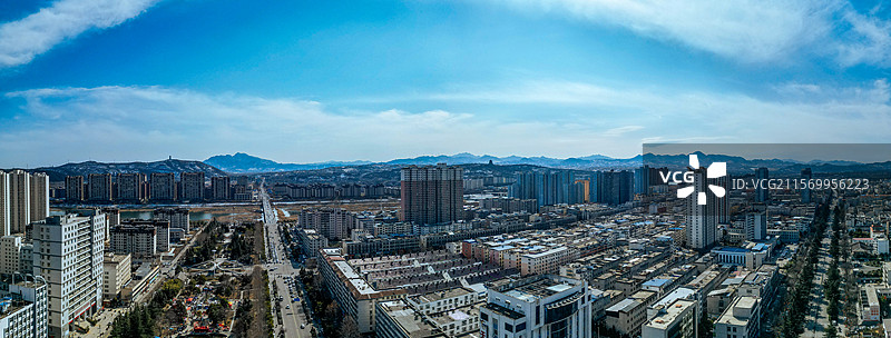 汝阳县 杜康大道 城东村 汝河 城市 航拍图片素材