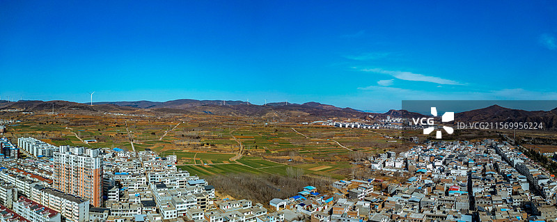 汝阳县 杜康大道 城东村 汝河 城市 航拍图片素材