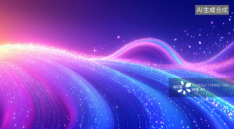【AI数字艺术】流光溢彩的抽象波浪图片素材