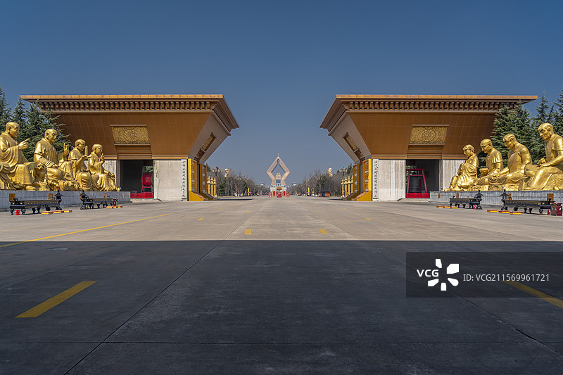 法门寺合十舍利塔罗汉大道图片素材