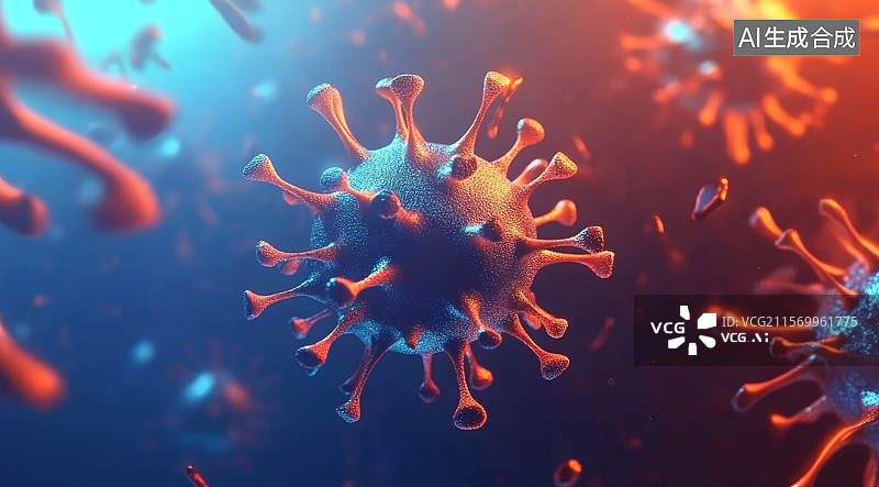 【AI数字艺术】显微镜下的病毒粒子图片素材