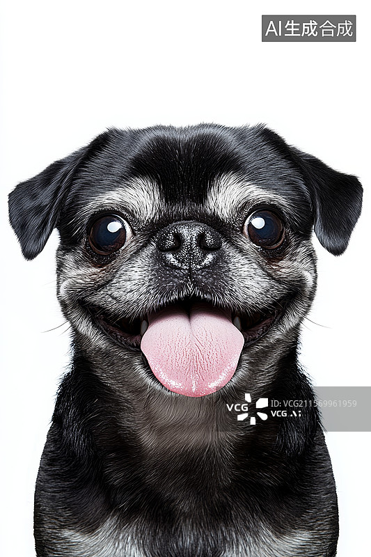【AI数字艺术】黑色哈巴狗的特写图片素材