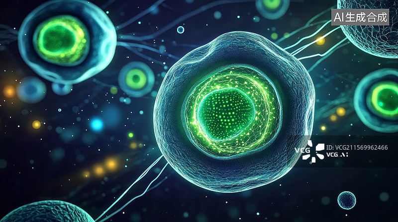 【AI数字艺术】细胞结构的三维渲染图图片素材