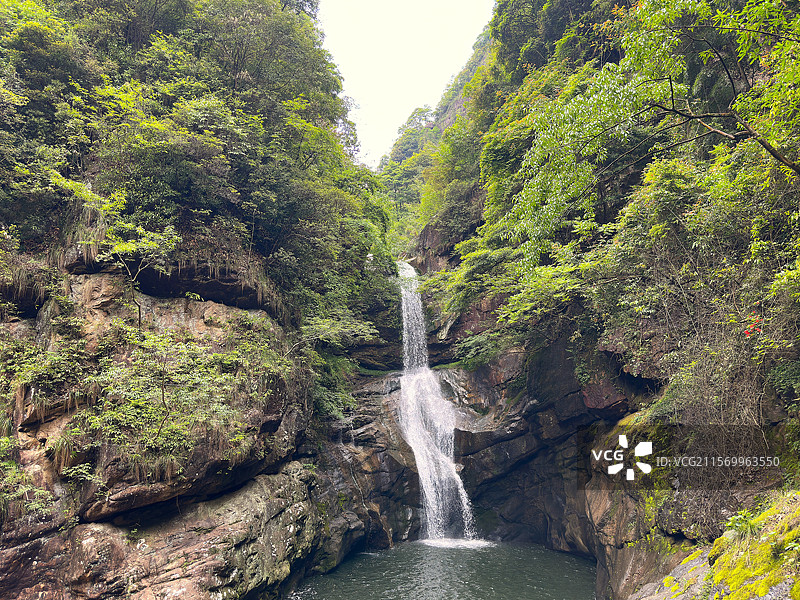 台州天台山景区琼台仙谷、会仙桥玻璃栈道、天台山大瀑布图片素材