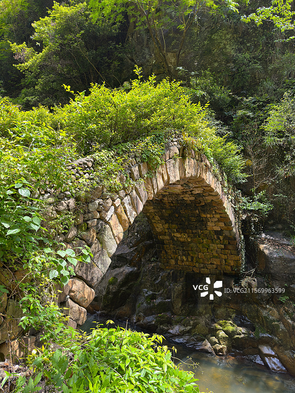 台州天台山景区琼台仙谷、会仙桥玻璃栈道、天台山大瀑布图片素材