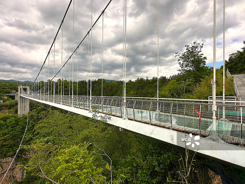台州天台山景区琼台仙谷、会仙桥玻璃栈道、天台山大瀑布图片素材