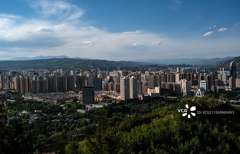 西宁俯瞰西宁市中心图片素材