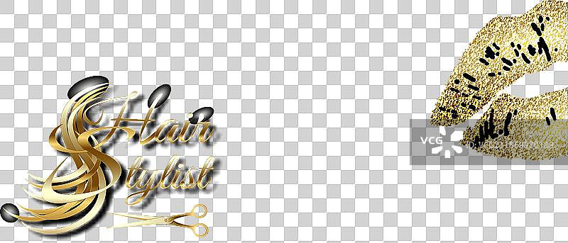 美丽的金色卷发和剪刀梳子图片素材